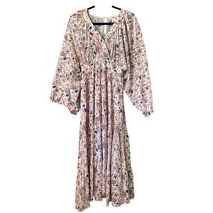 Flying Tomato Kimono sleeve boho prairie dress S Maxi Tiered cottagecore